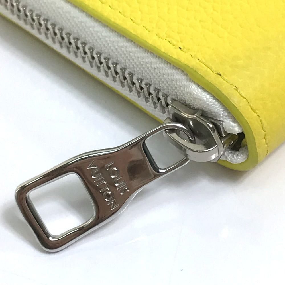Louis Vuitton Long Wallet Purse M80852 Taurillon Clemence Leather Yellow Logo Zippy Wallet Vertical