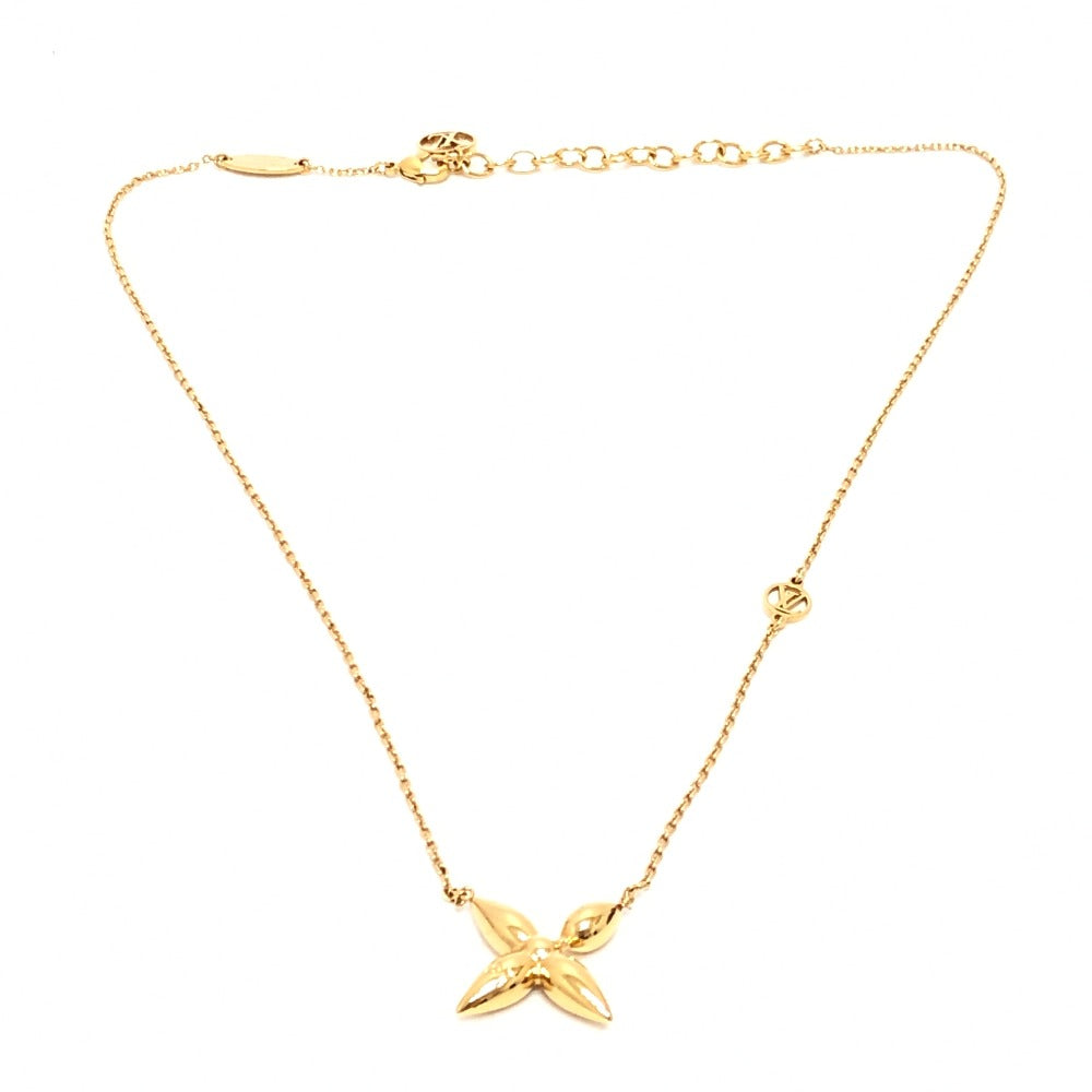 Louis Vuitton Necklace M00365 Gold Plated / Leather Gold Collier Louisette