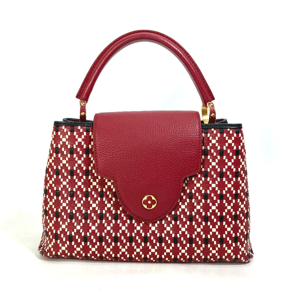 Louis Vuitton Handbag M42926 Leather Red Plating Lv Signature Capusine Pm