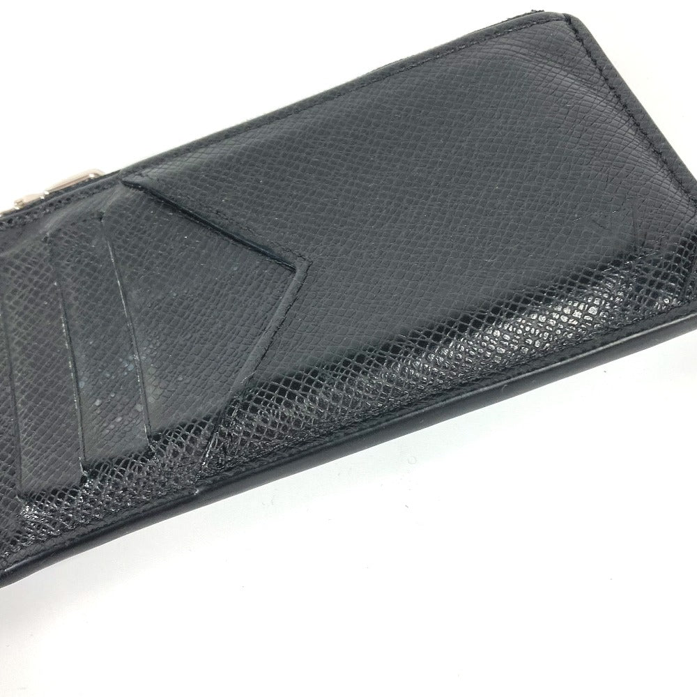 Louis Vuitton Coin Case M62914 Taiga Leather Black Taiga Coin Card Holder Mens