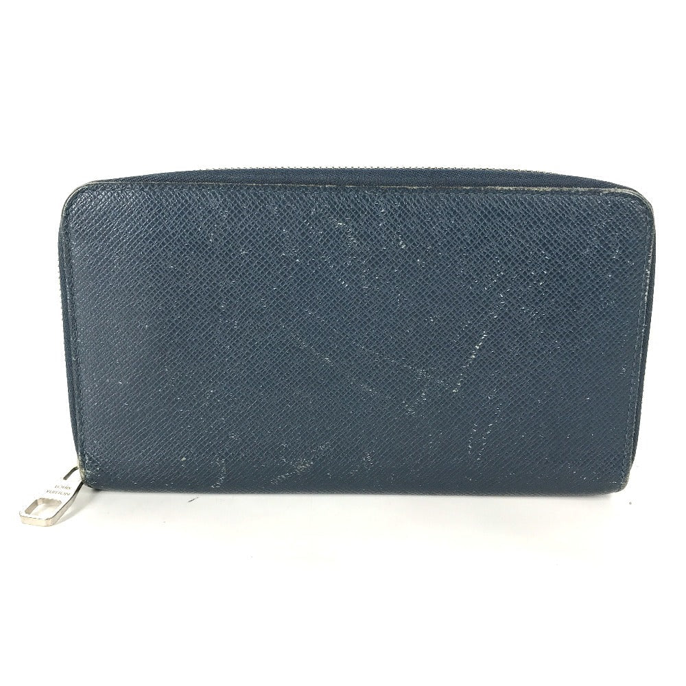 Louis Vuitton Long Wallet Purse M30515 Taiga Leather Blue Taiga Zippy Organizer Mens