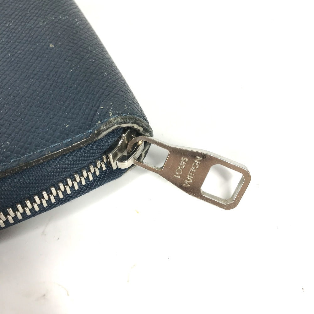 Louis Vuitton Long Wallet Purse M30515 Taiga Leather Blue Taiga Zippy Organizer Mens