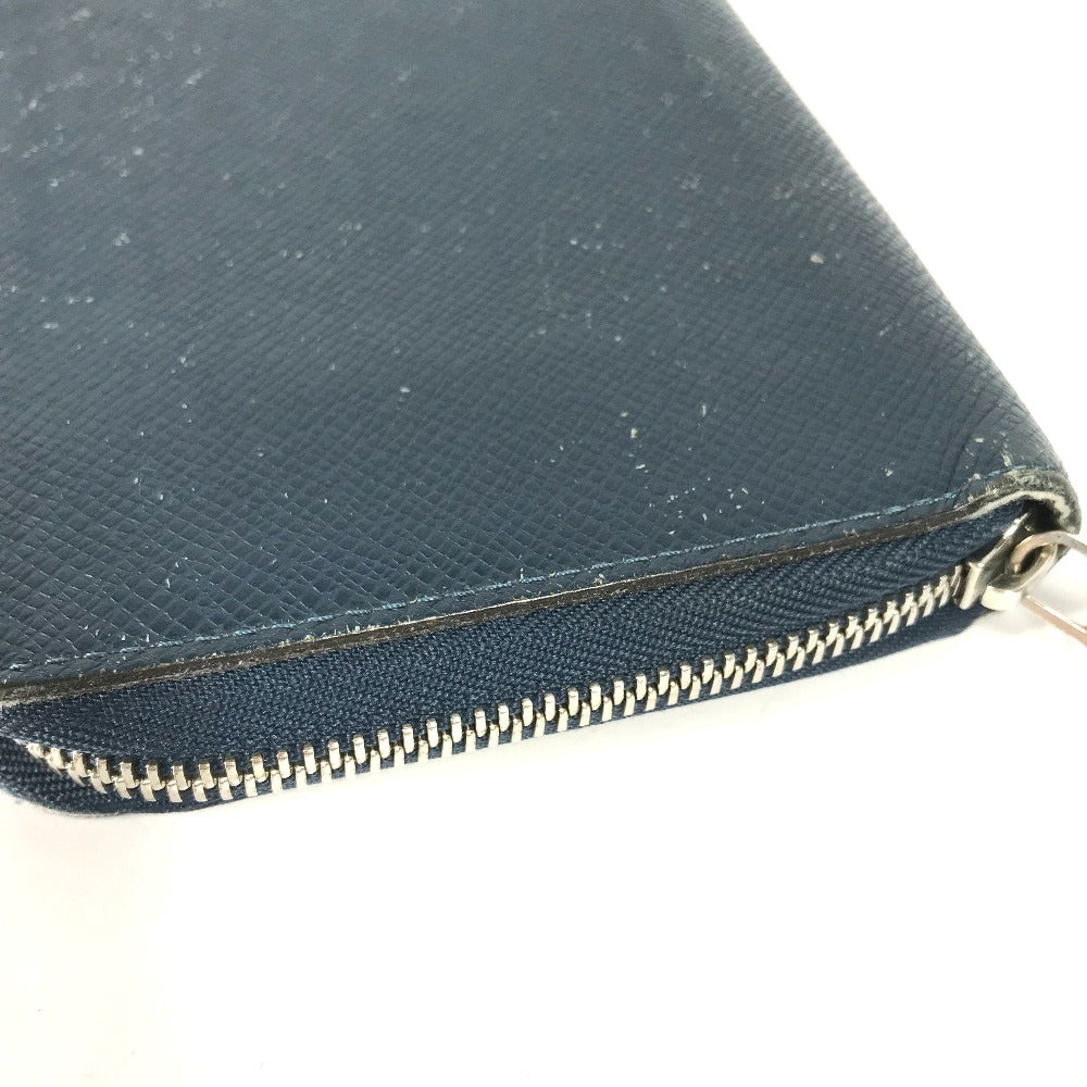 Louis Vuitton Long Wallet Purse M30515 Taiga Leather Blue Taiga Zippy Organizer Mens