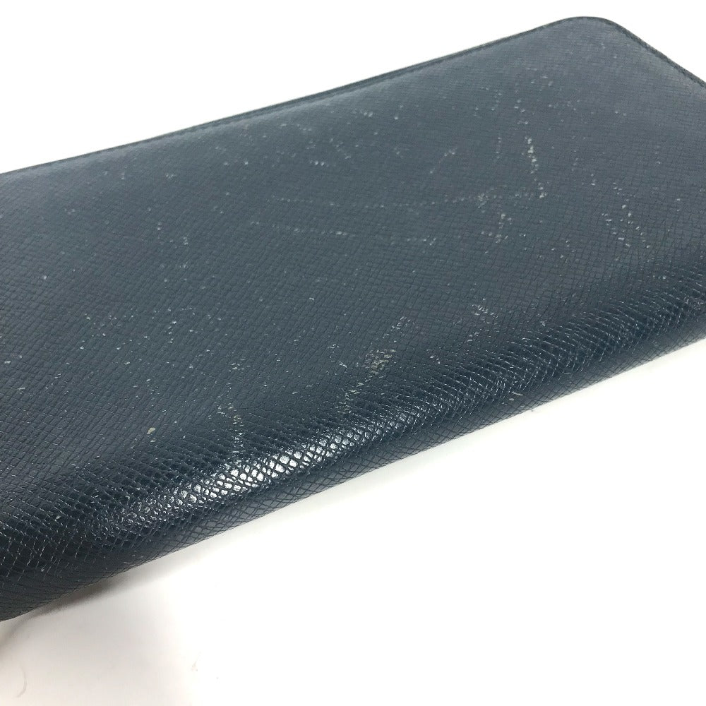 Louis Vuitton Long Wallet Purse M30515 Taiga Leather Blue Taiga Zippy Organizer Mens