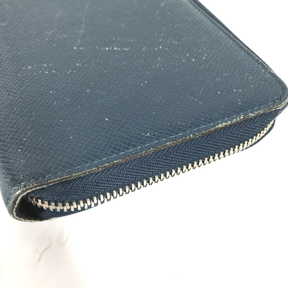 Louis Vuitton Long Wallet Purse M30515 Taiga Leather Blue Taiga Zippy Organizer Mens