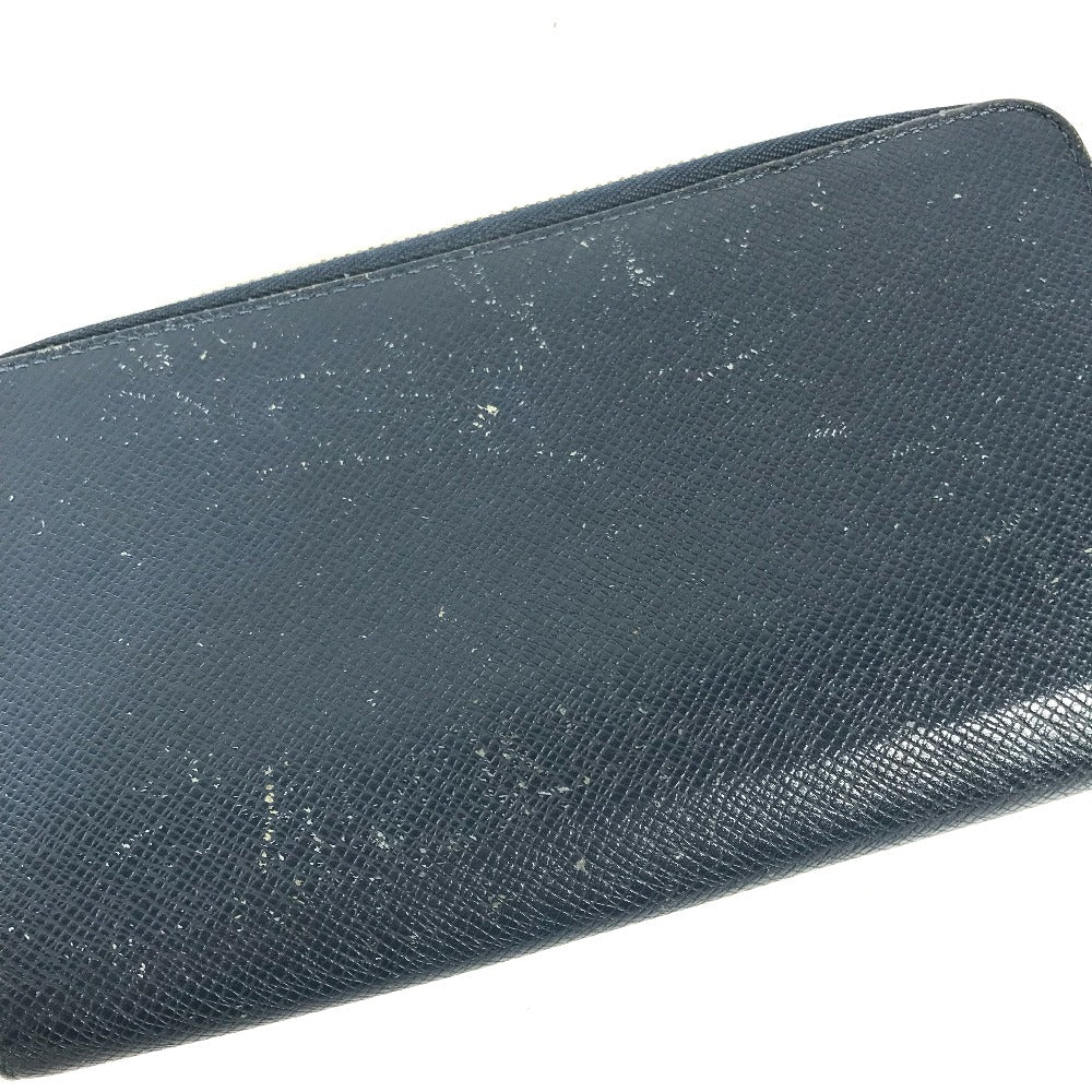 Louis Vuitton Long Wallet Purse M30515 Taiga Leather Blue Taiga Zippy Organizer Mens