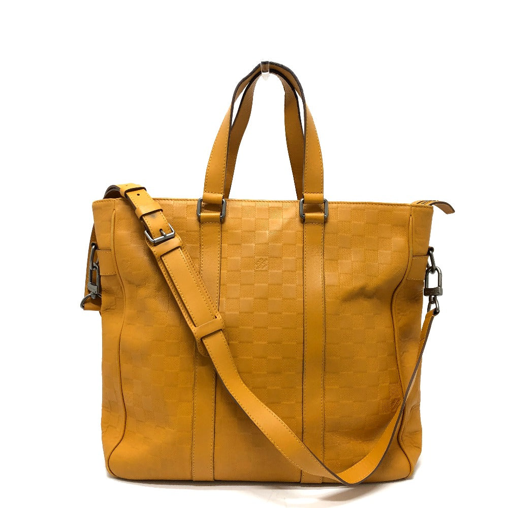 Louis Vuitton Tote Bag M41228 Damier Anfini Leather Yellow Damier Infinie Tadao Mens