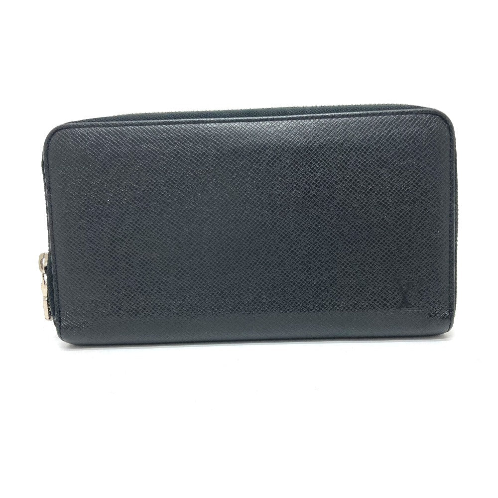 Louis Vuitton Long Wallet Purse M30056 Taiga Leather Black Zippy Organizer Nm Mens