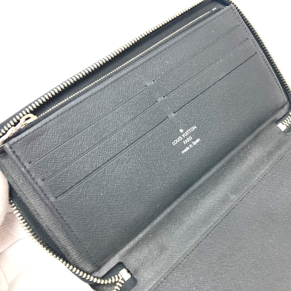 Louis Vuitton Long Wallet Purse M30056 Taiga Leather Black Zippy Organizer Nm Mens