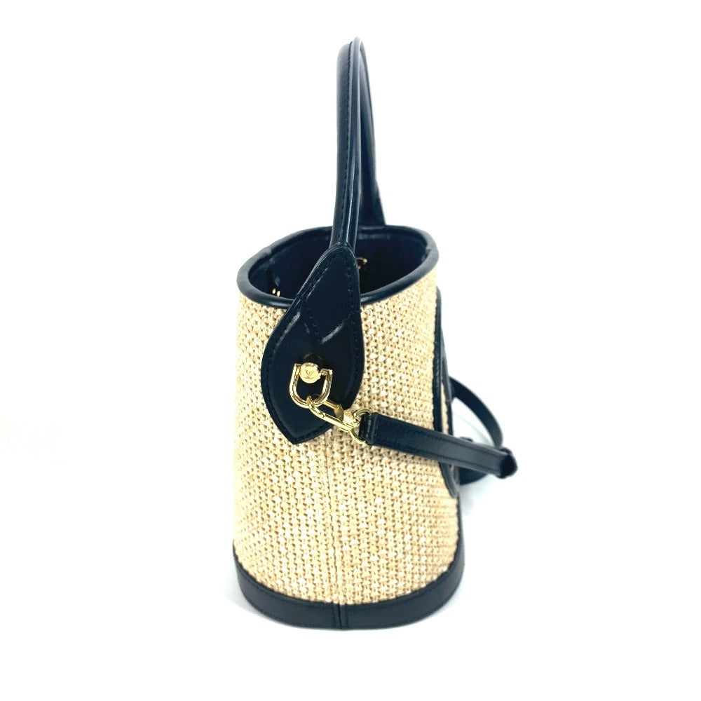 Louis Vuitton Shoulder Bag M59961 Raffia, Leather Black Petite Bucket