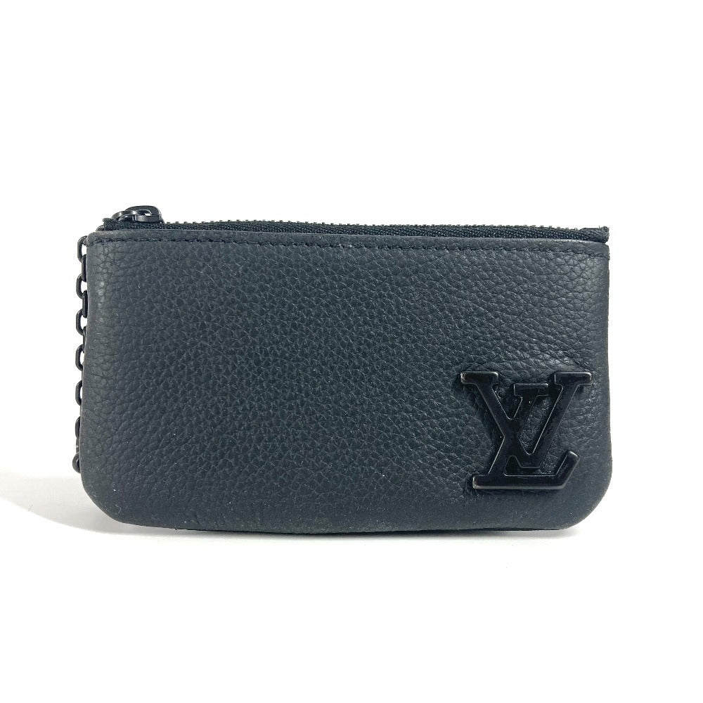 Louis Vuitton Coin Case M81031 Leather Black Aerogram Pochette Cre Mens(Unisex)