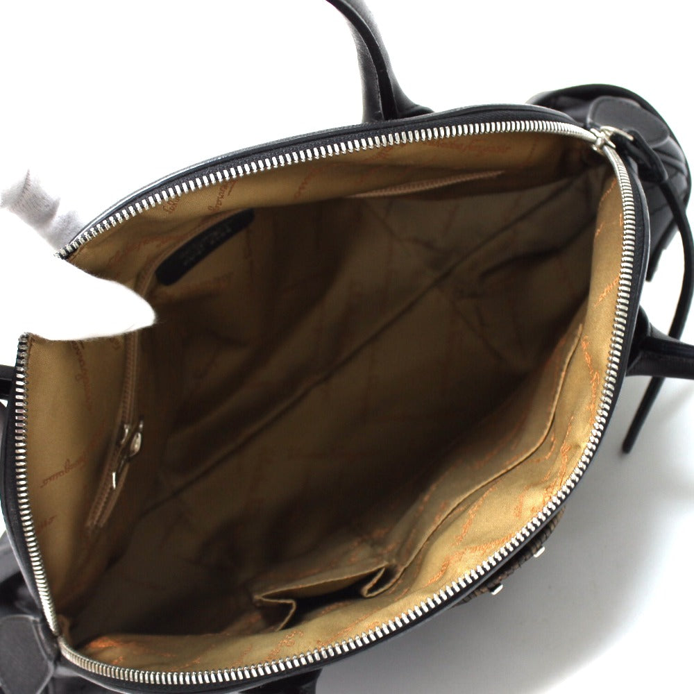 Salvatore Ferragamo Shoulder Bag Leather Black Gancini Women