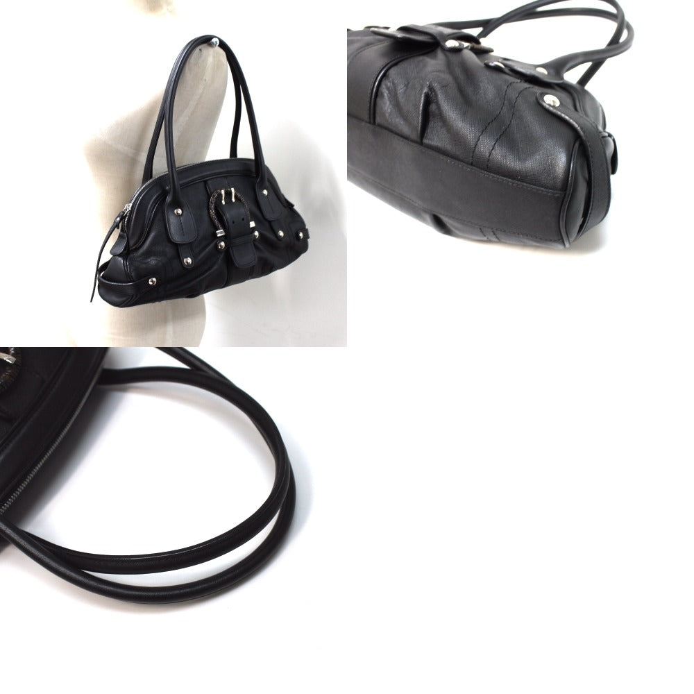 Salvatore Ferragamo Shoulder Bag Leather Black Gancini Women