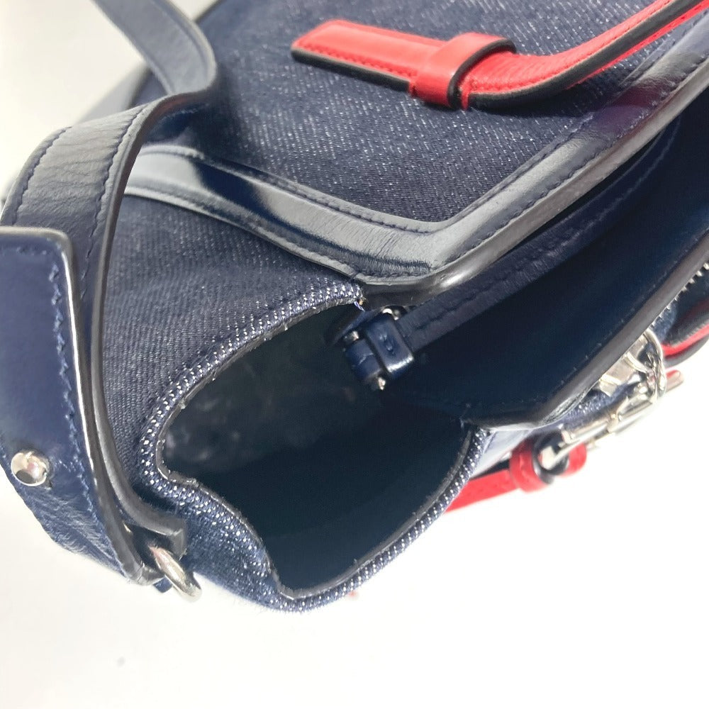 Salvatore Ferragamo Tote Bag Denim, Leather Blue Logo