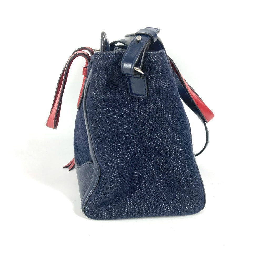 Salvatore Ferragamo Tote Bag Denim, Leather Blue Logo