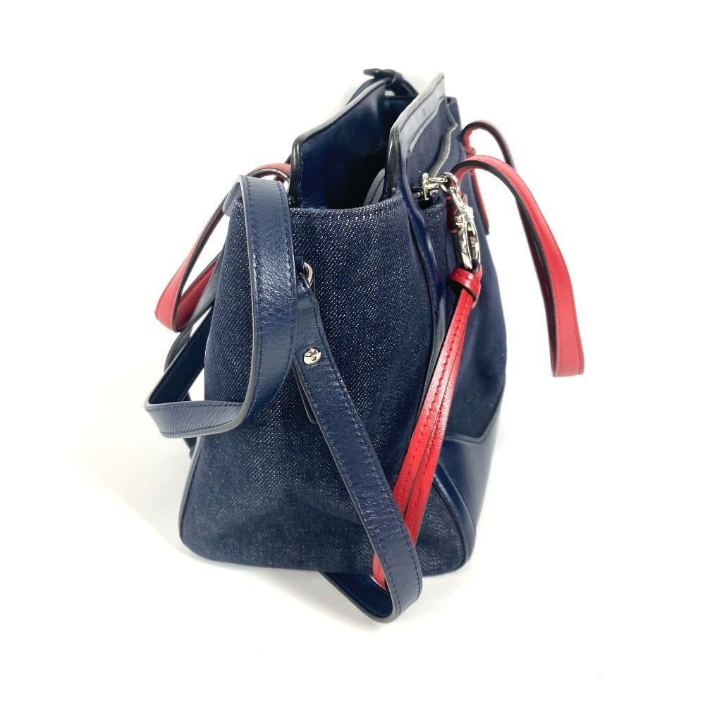 Salvatore Ferragamo Tote Bag Denim, Leather Blue Logo