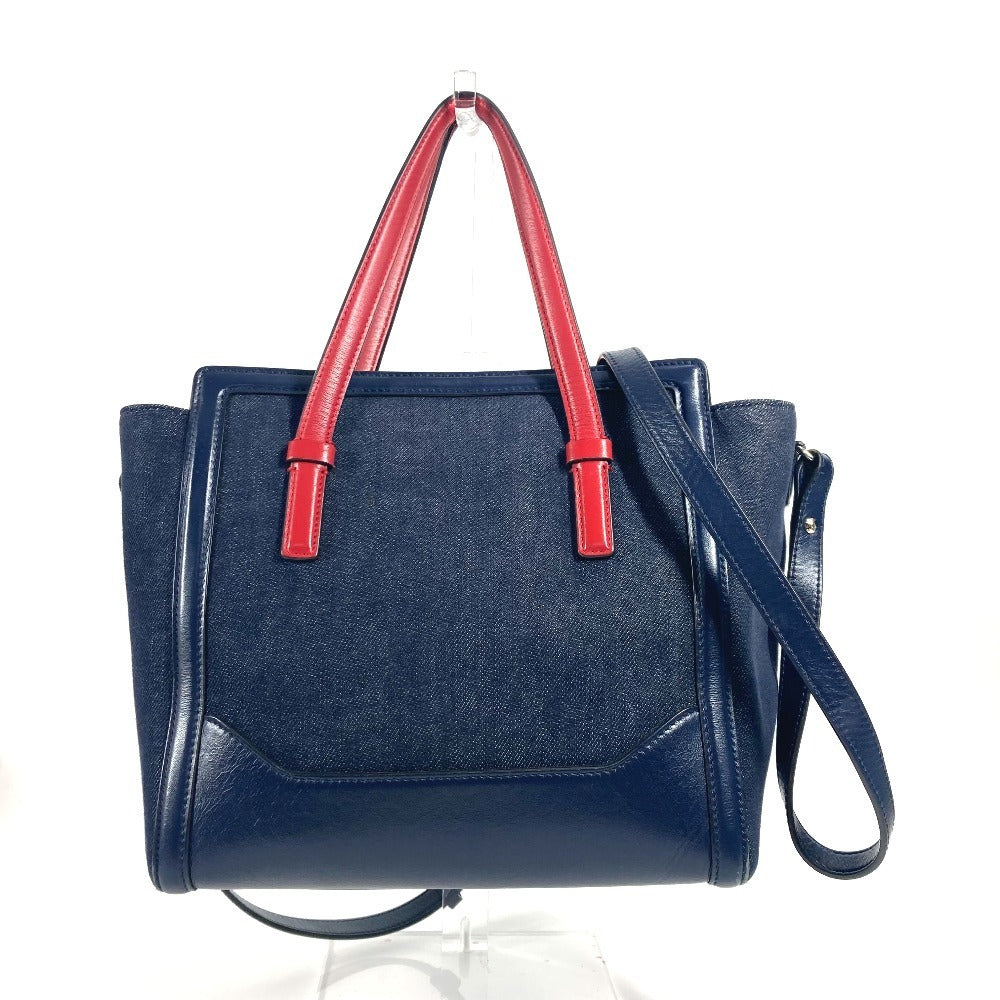 Salvatore Ferragamo Tote Bag Denim, Leather Blue Logo