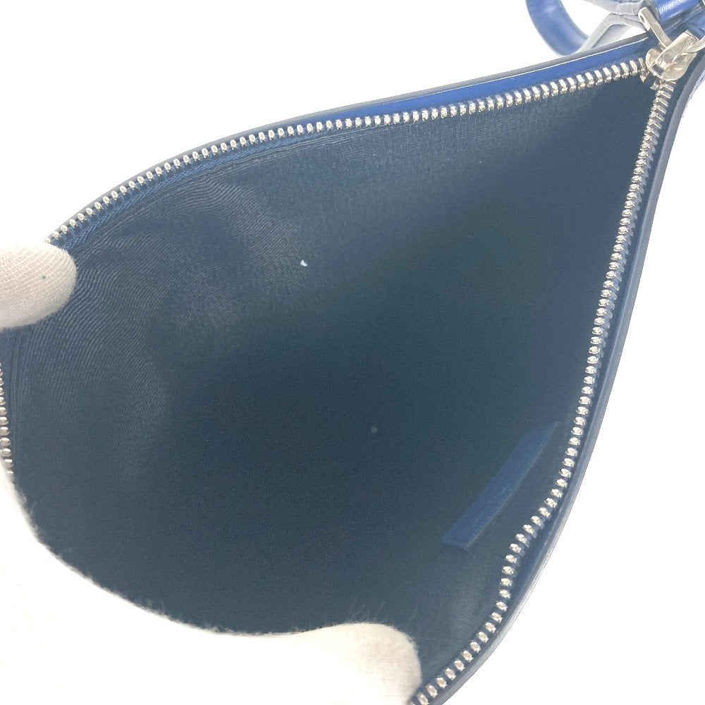 Salvatore Ferragamo Clutch Bag Leather Blue Gancini Mens