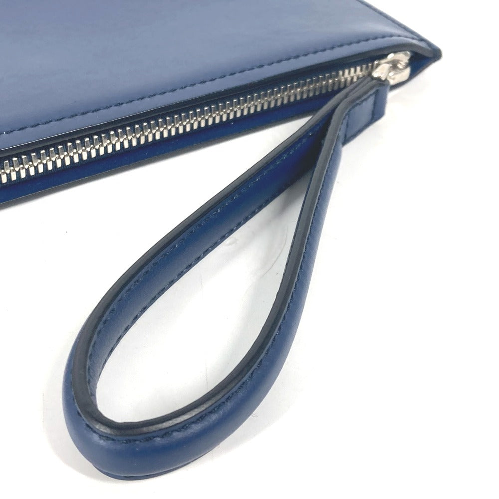 Salvatore Ferragamo Clutch Bag Leather Blue Gancini Mens