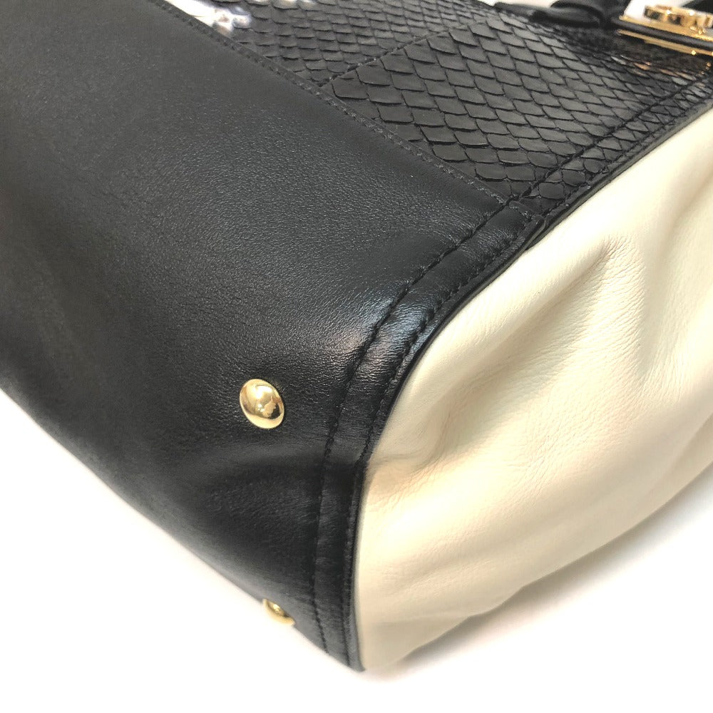 Salvatore Ferragamo Handbag Leather Black Gancini Shoulder Bag Women