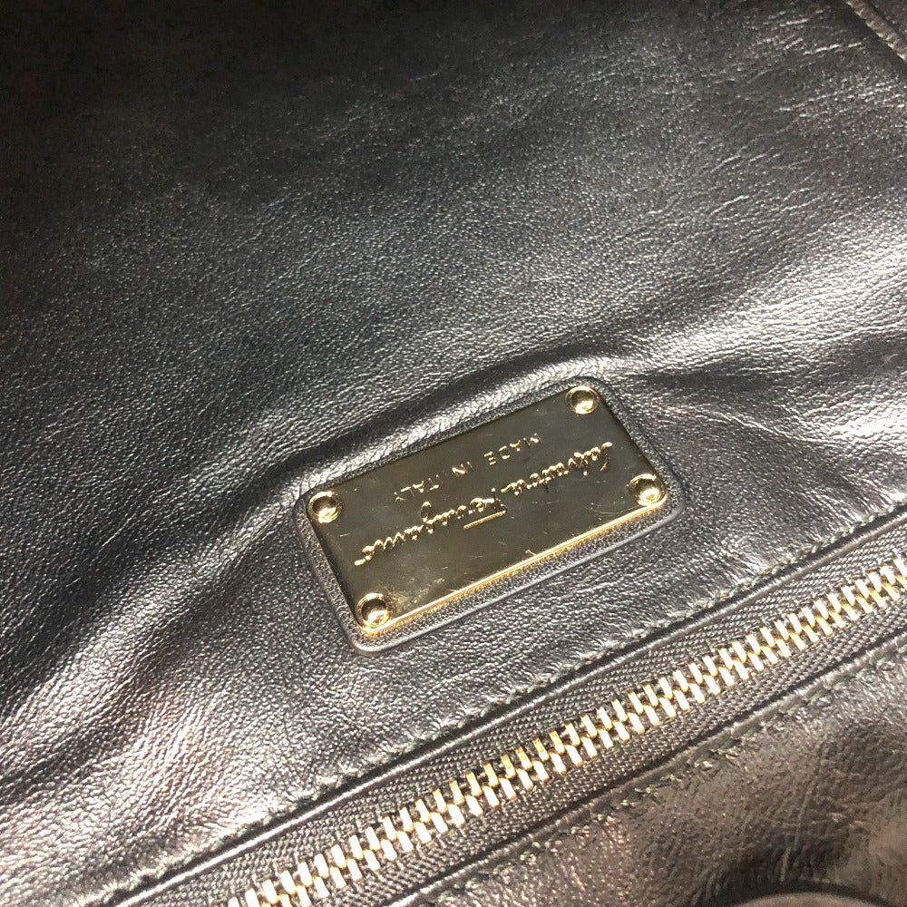 Salvatore Ferragamo Handbag Leather Black Gancini Shoulder Bag Women