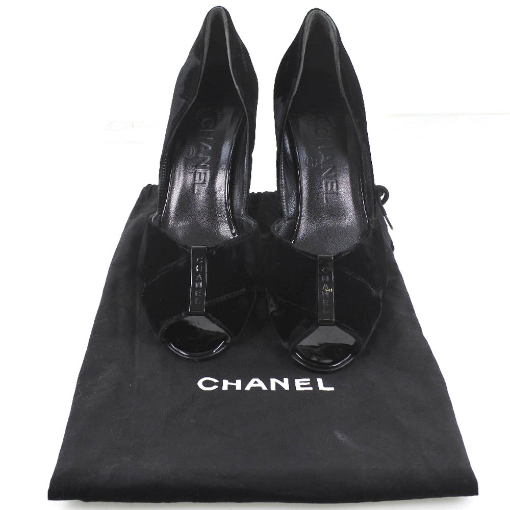 Chanel Pumps Velvet, Leather Black Women 36 1/2