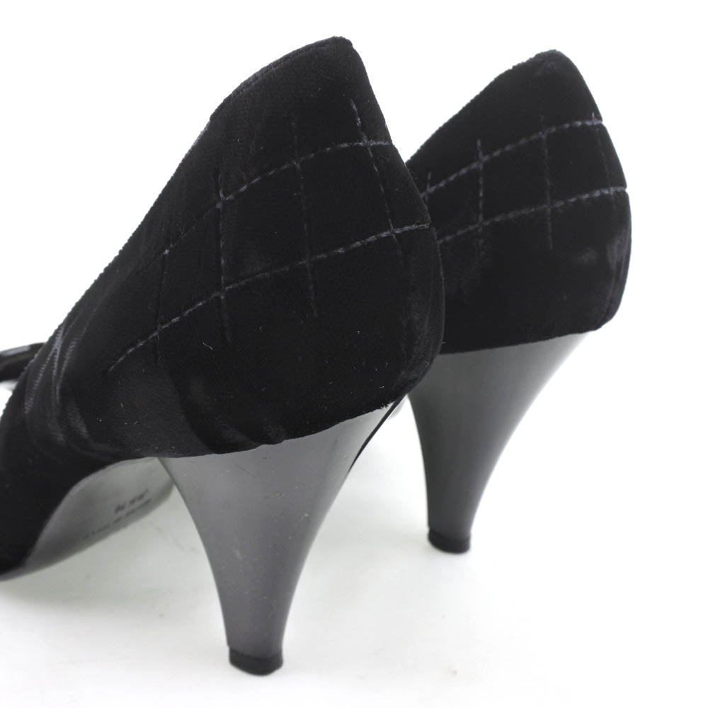 Chanel Pumps Velvet, Leather Black Women 36 1/2
