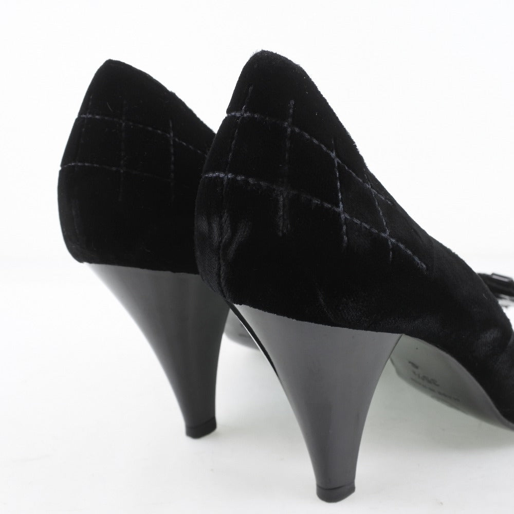 Chanel Pumps Velvet, Leather Black Women 36 1/2
