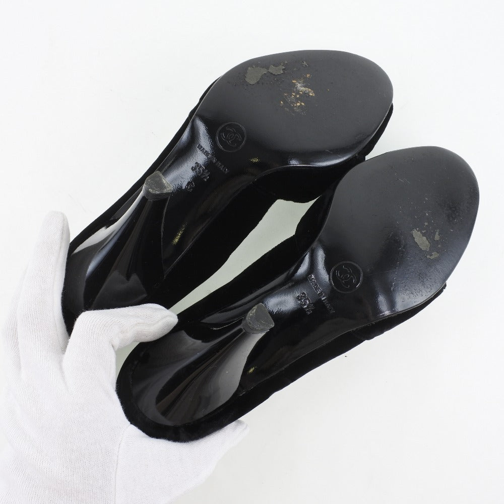 Chanel Pumps Velvet, Leather Black Women 36 1/2