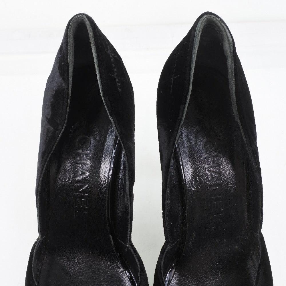 Chanel Pumps Velvet, Leather Black Women 36 1/2