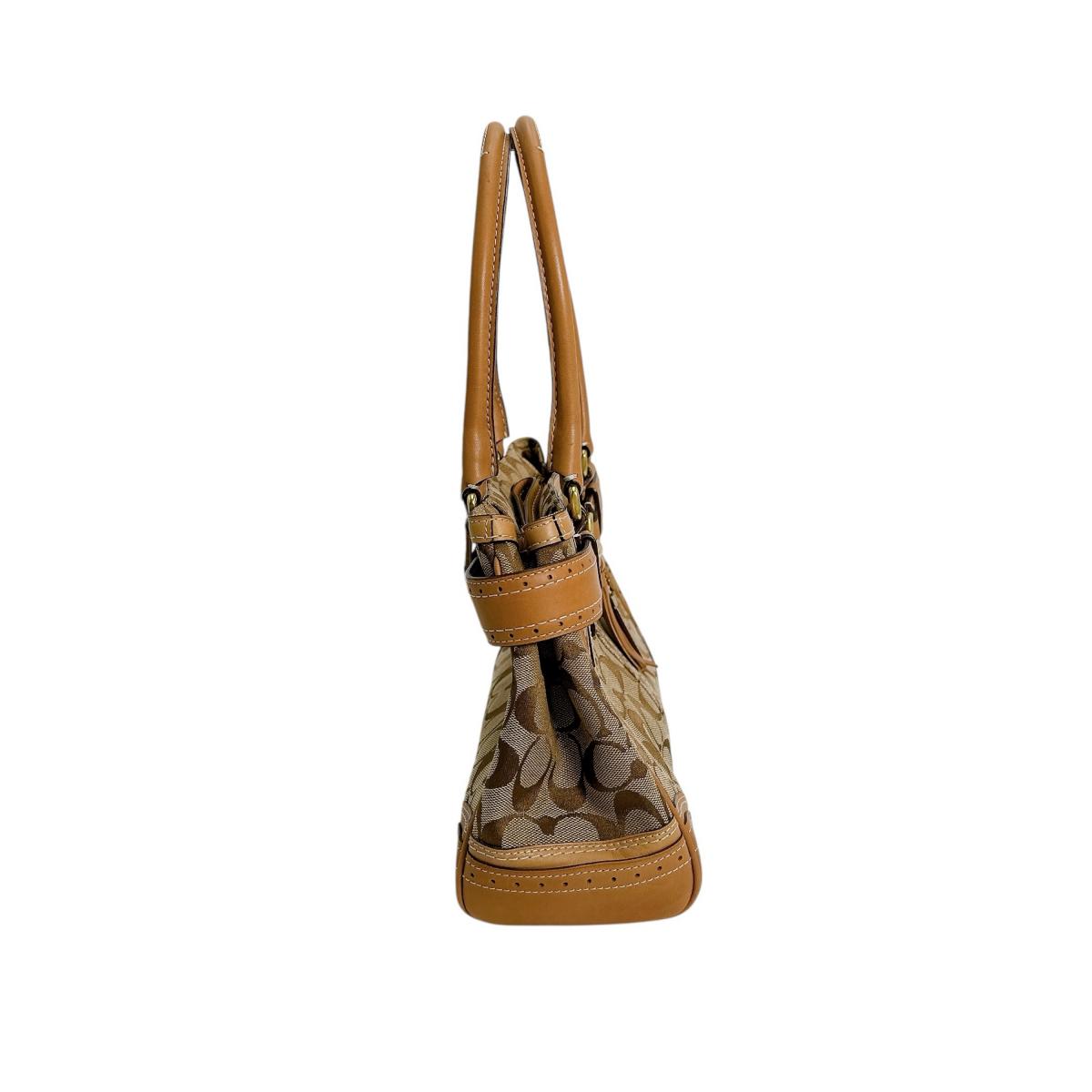 Coach Handbag 10507 Canvas Brown Tote Bag Camel Signature Women