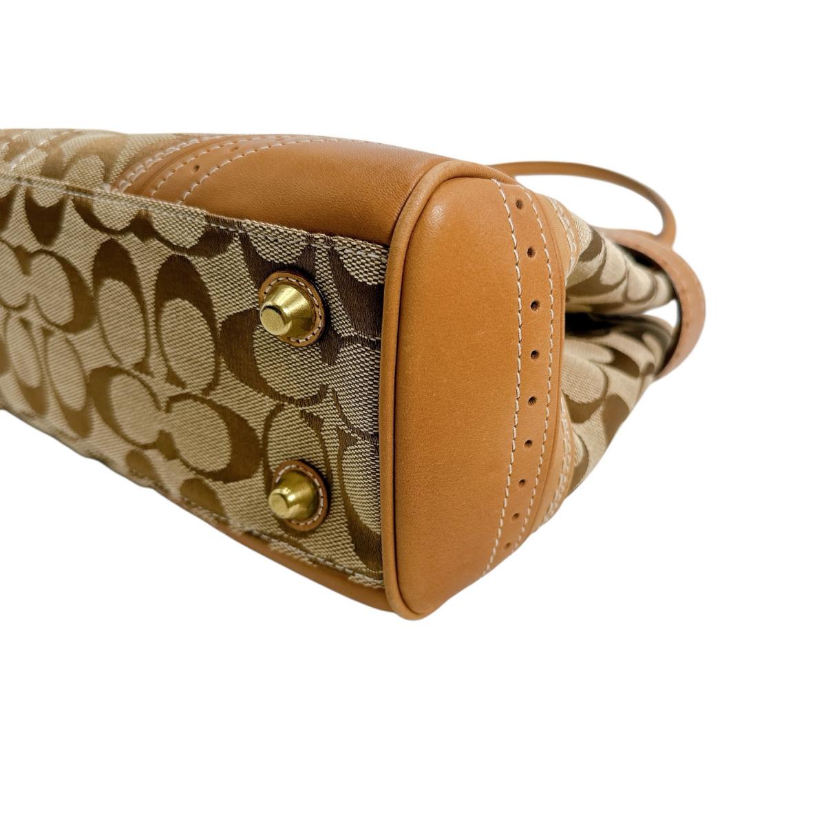 Coach Handbag 10507 Canvas Brown Tote Bag Camel Signature Women