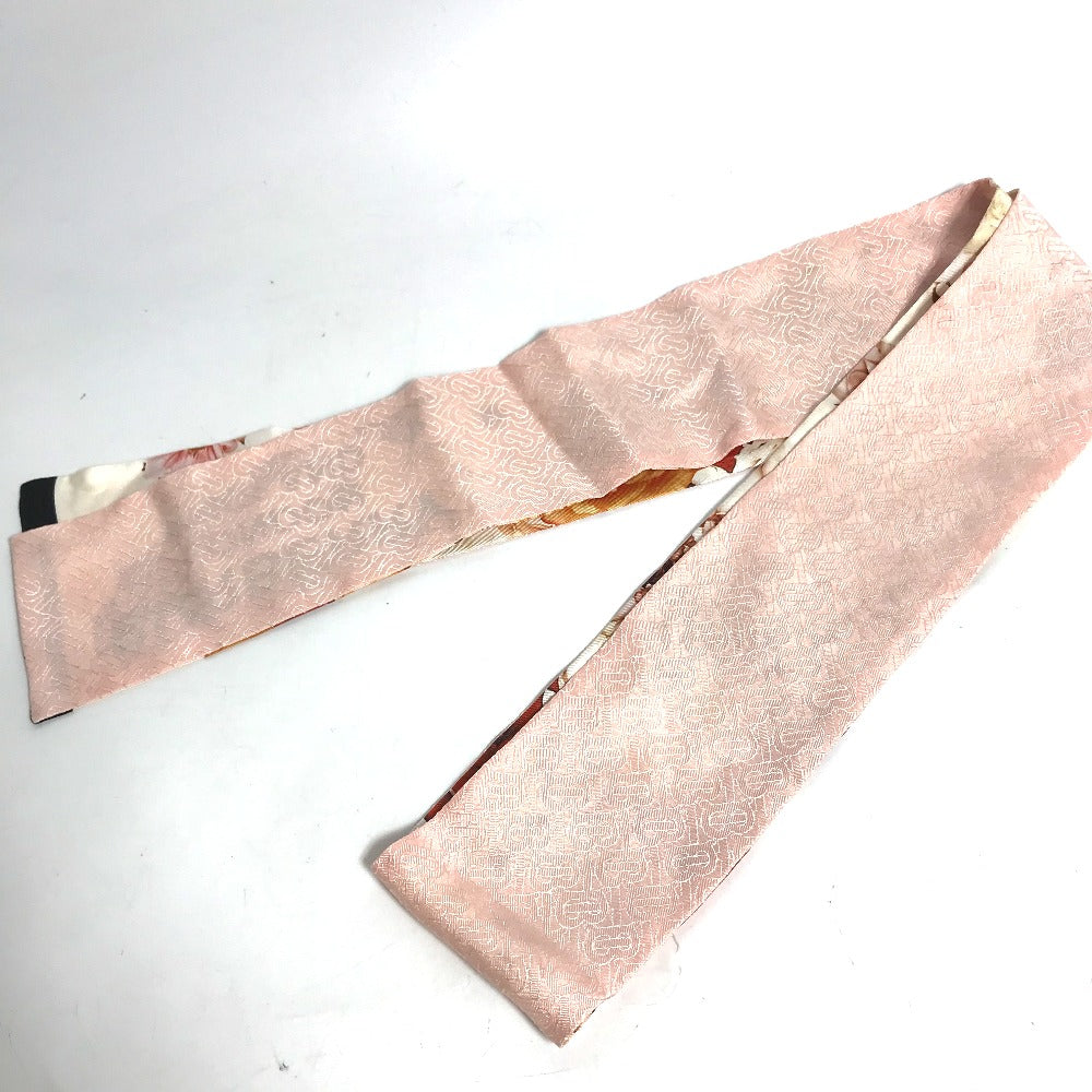 Burberry Scarf 8021938 Silk Pink Floral Print Silk Skinny Scarf Women