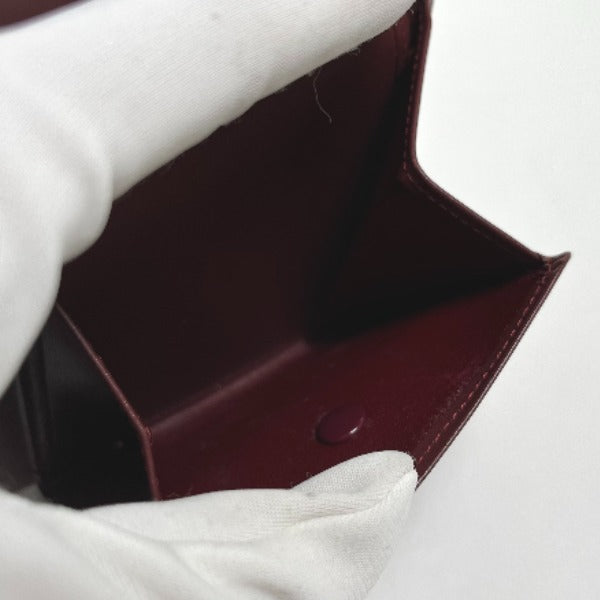 Cartier Bifold Wallet Leather Wine-Red Compact Wallet With Coin Pocket Women