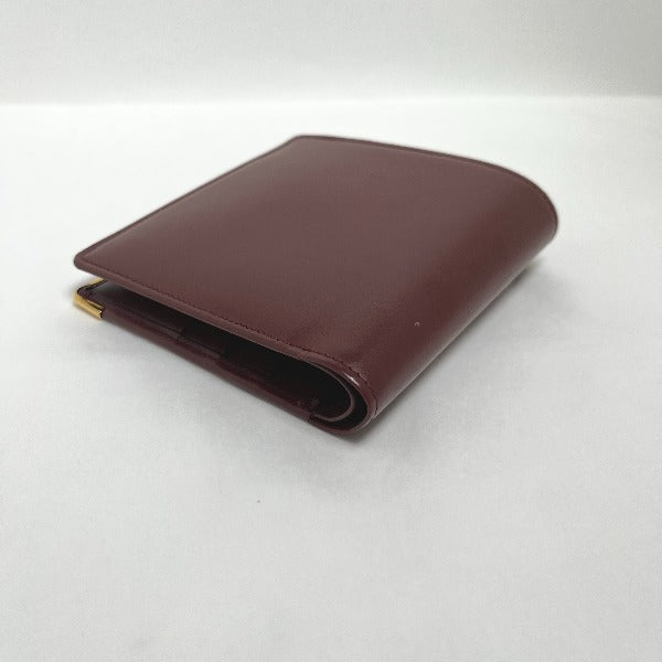 Cartier Bifold Wallet Leather Wine-Red Compact Wallet With Coin Pocket Women