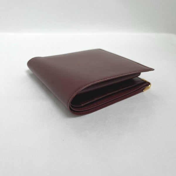 Cartier Bifold Wallet Leather Wine-Red Compact Wallet With Coin Pocket Women