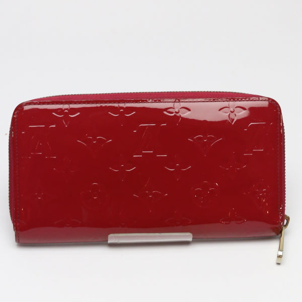 Louis Vuitton Long Wallet Purse M61379 Monogram Vernis Magenta Zip Around Vernis Zippy Wallet Women
