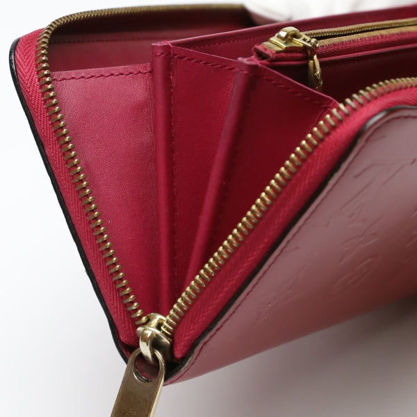 Louis Vuitton Long Wallet Purse M61379 Monogram Vernis Magenta Zip Around Vernis Zippy Wallet Women