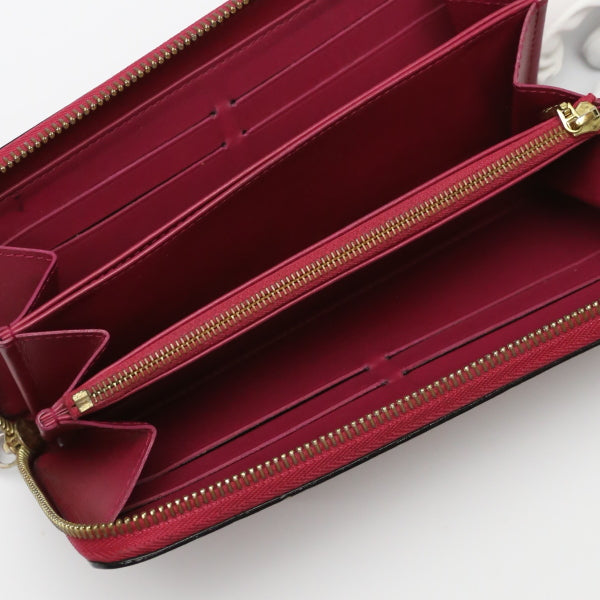 Louis Vuitton Long Wallet Purse M61379 Monogram Vernis Magenta Zip Around Vernis Zippy Wallet Women