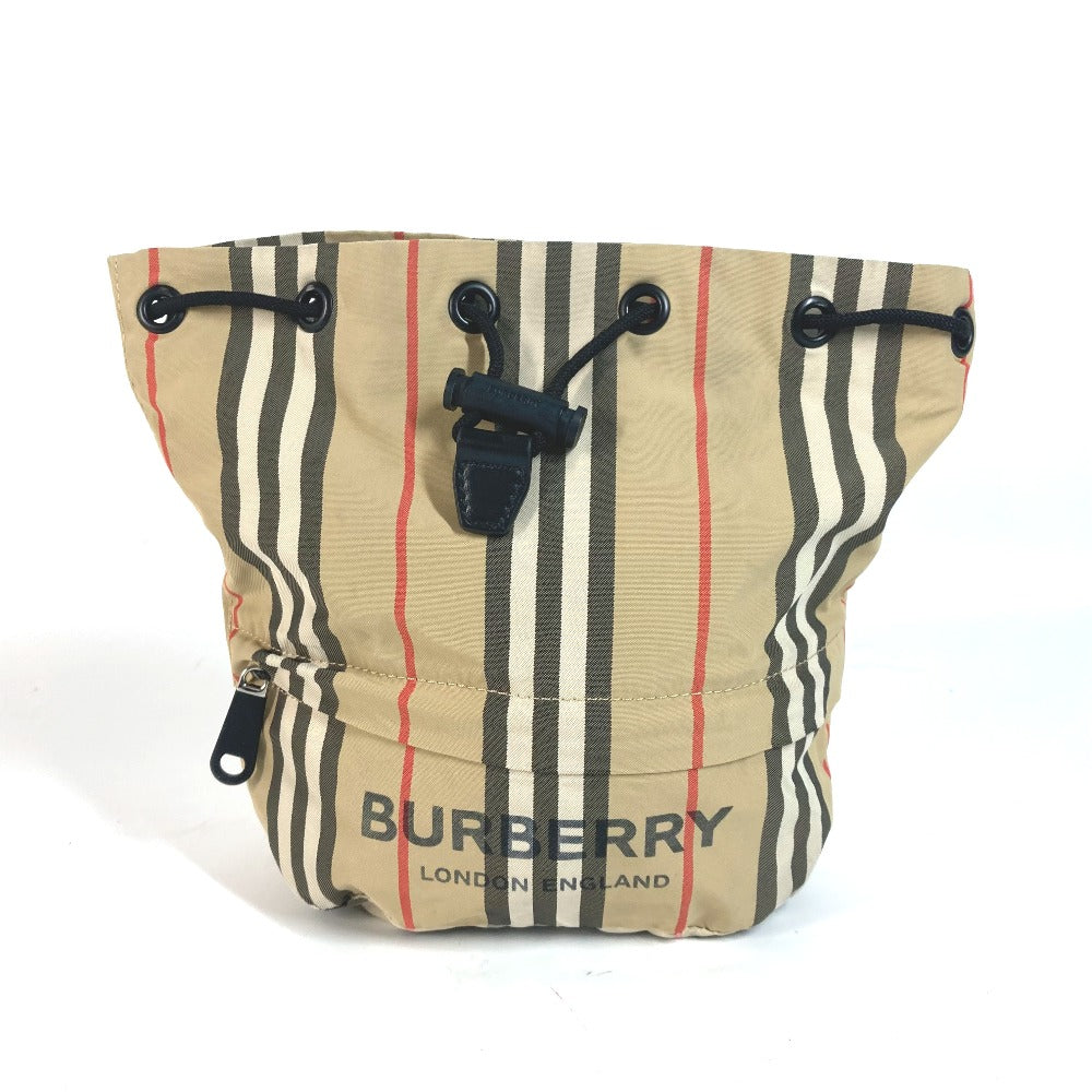 Burberry Pouch Nylon Beige Handbag Check Women