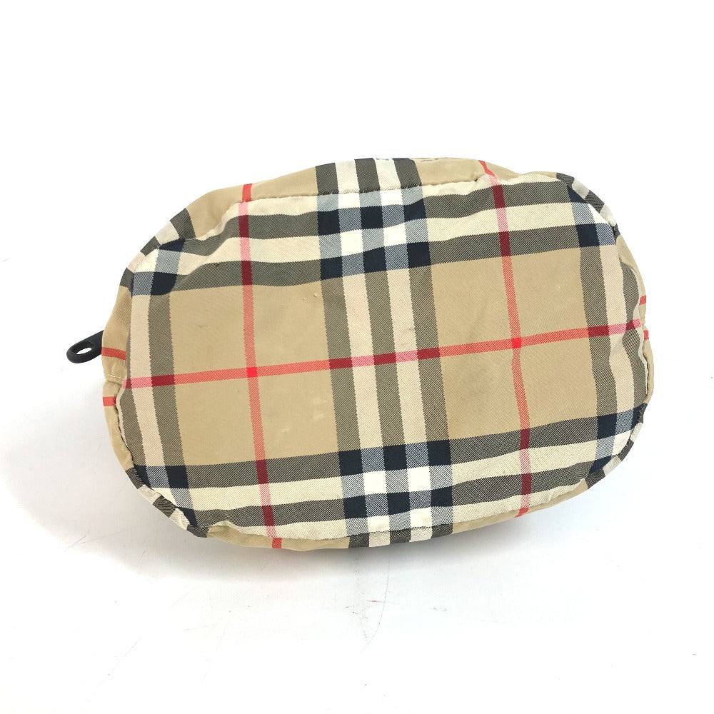 Burberry Pouch Nylon Beige Handbag Check Women