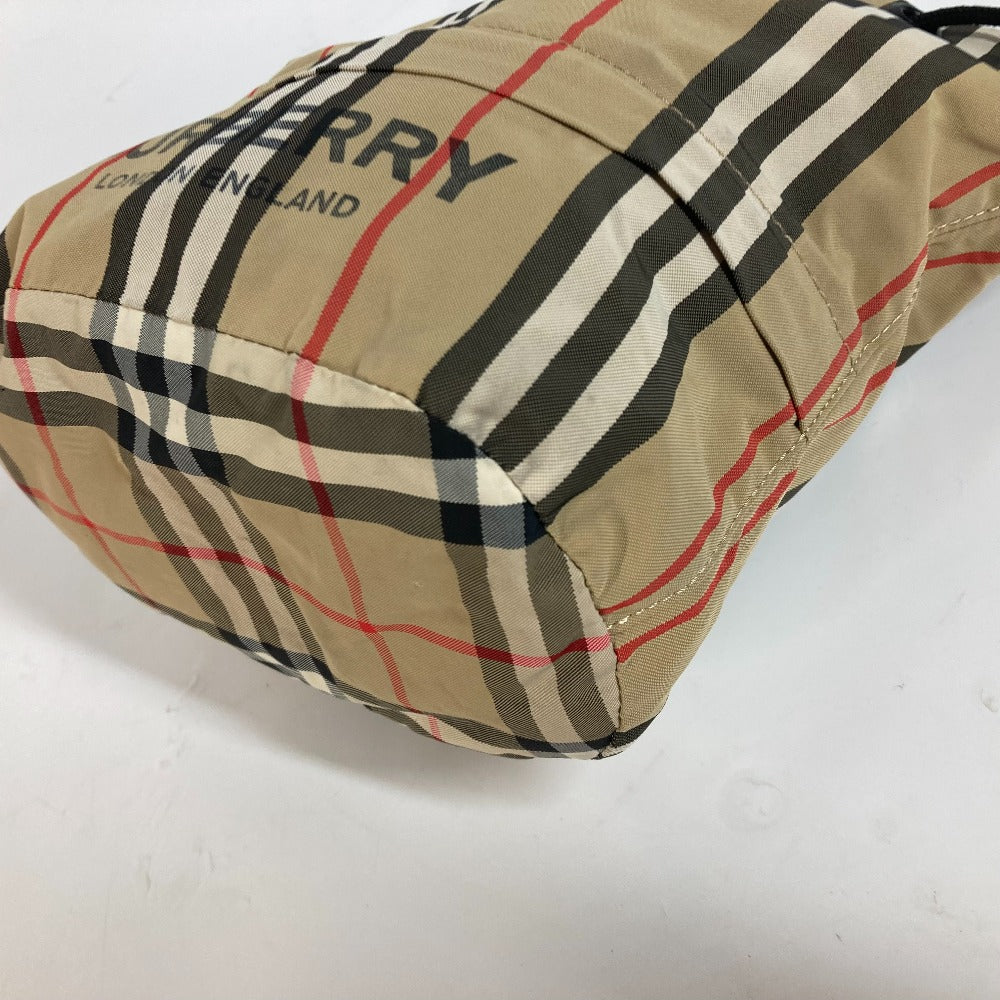 Burberry Pouch Nylon Beige Handbag Check Women