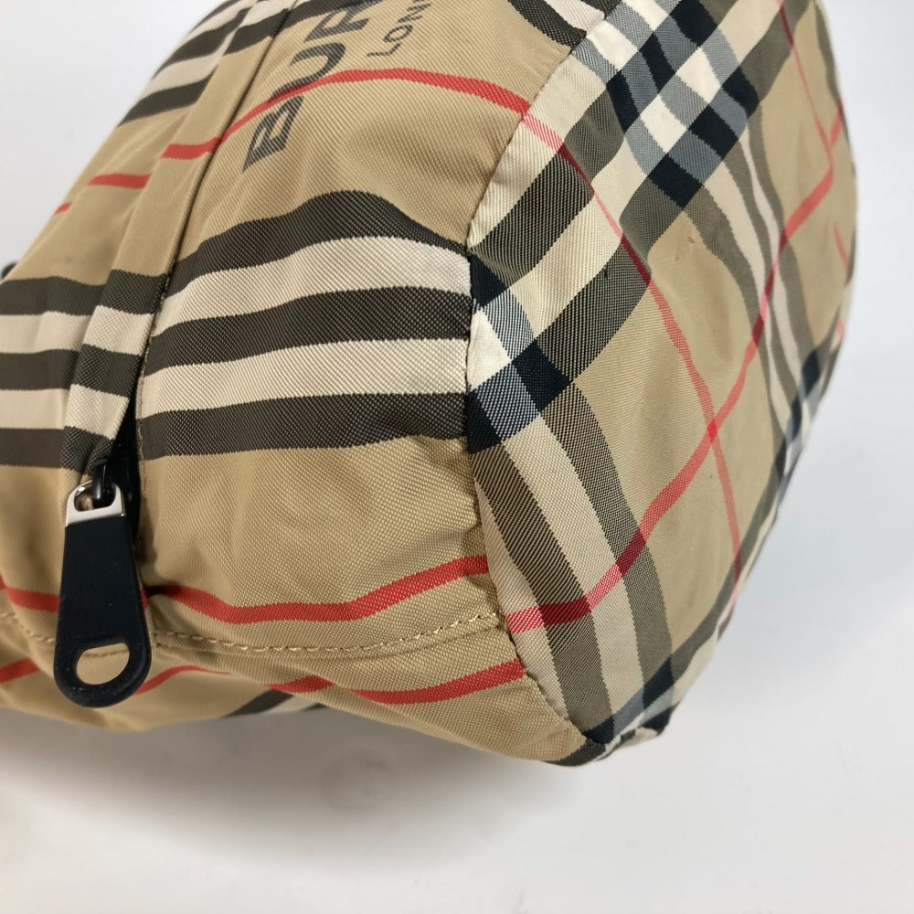 Burberry Pouch Nylon Beige Handbag Check Women