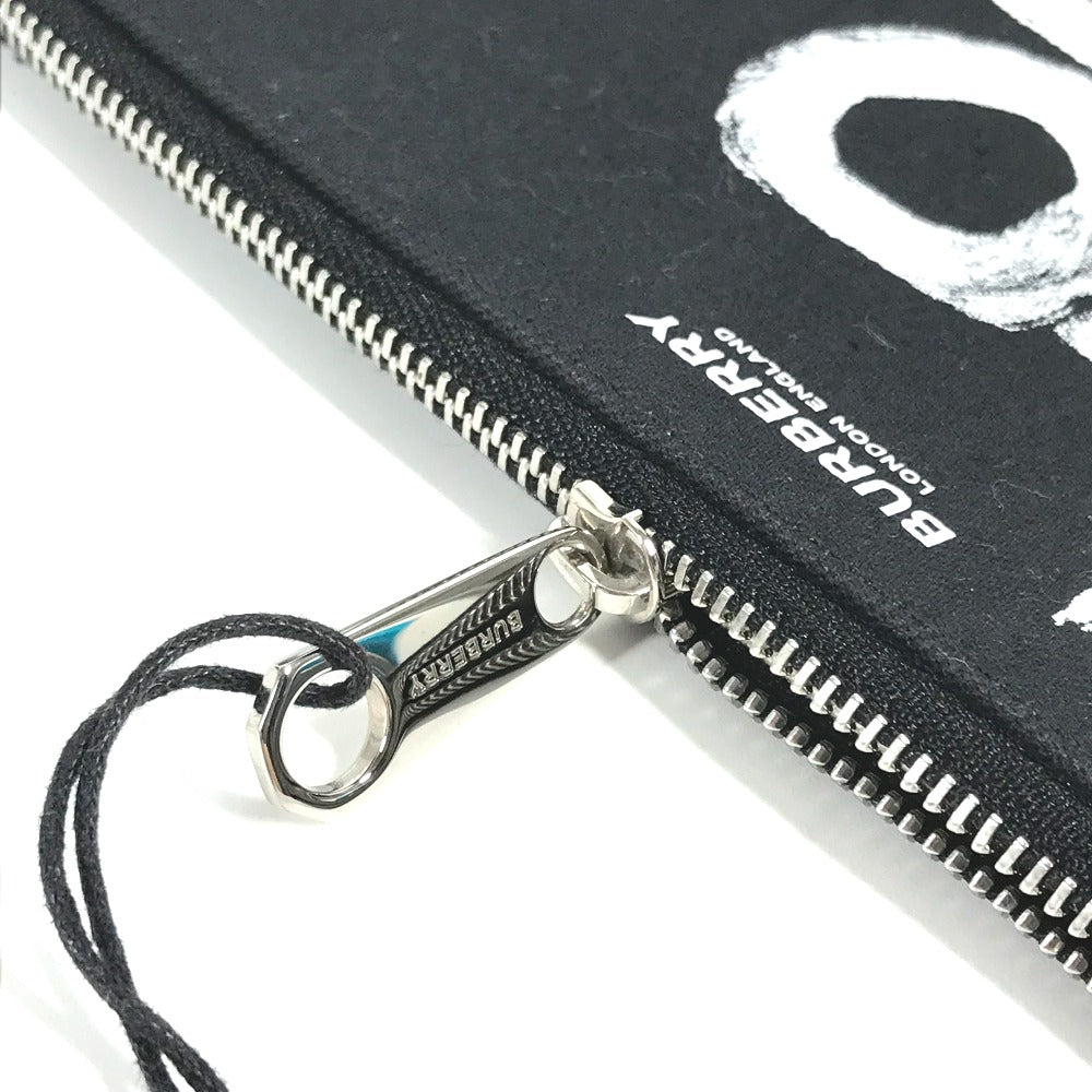 Burberry Pouch 8037549 Canvas Black Logo Love Women
