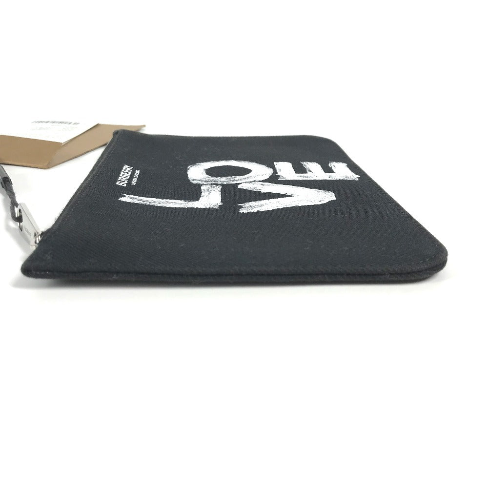 Burberry Pouch 8037549 Canvas Black Logo Love Women