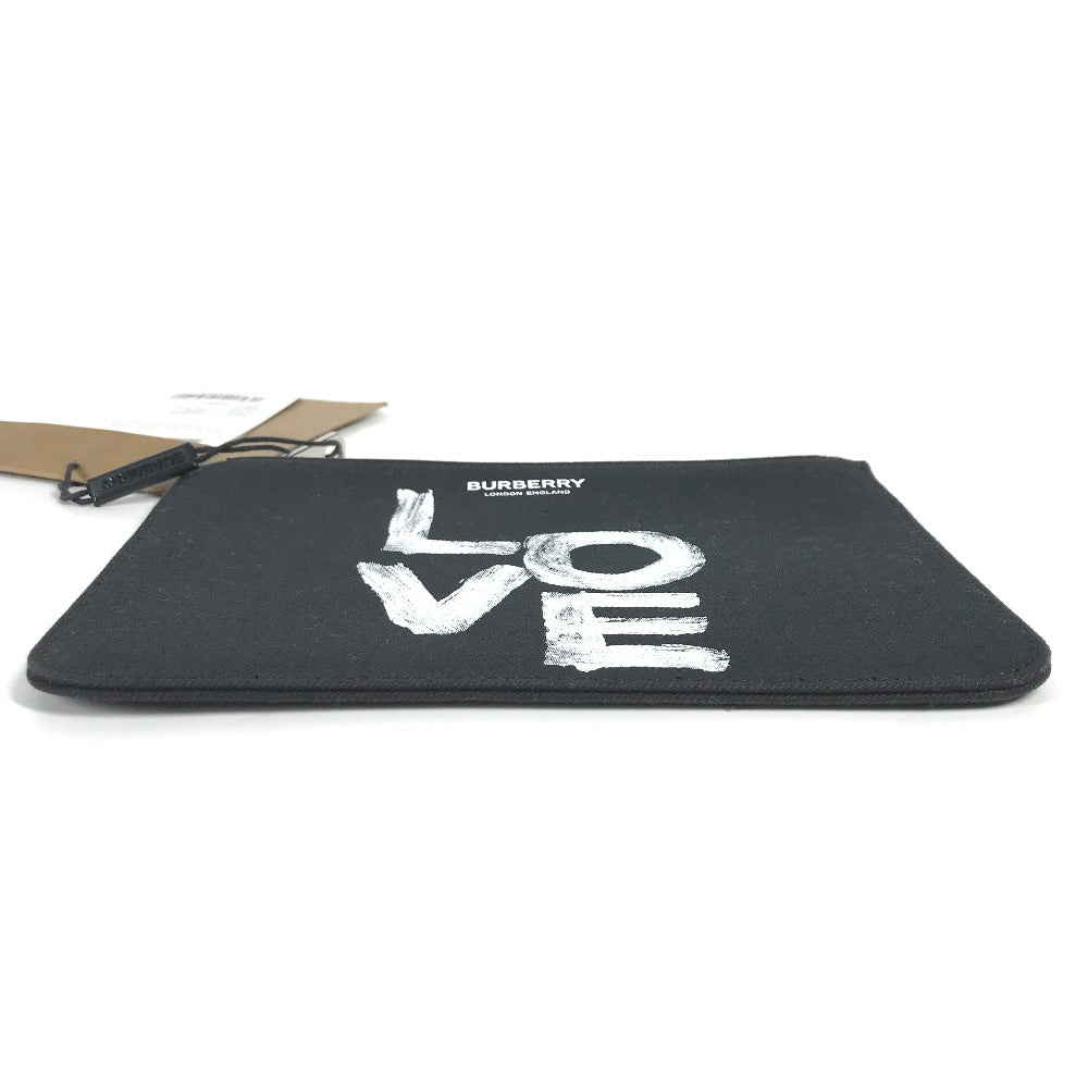 Burberry Pouch 8037549 Canvas Black Logo Love Women