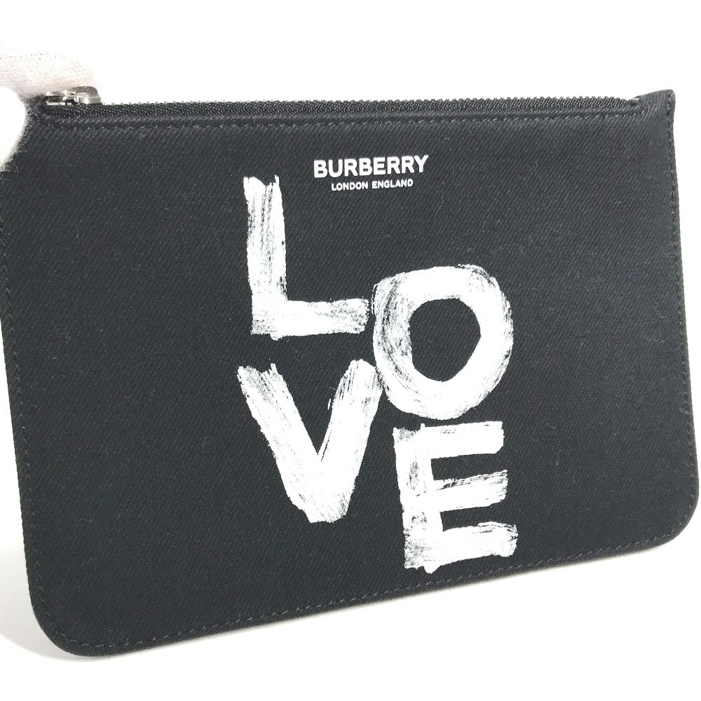 Burberry Pouch 8037549 Canvas Black Logo Love Women