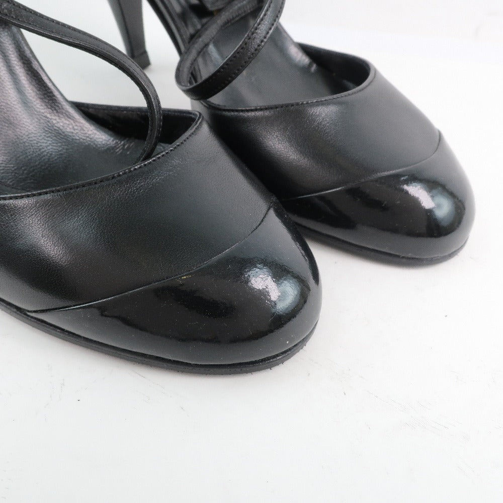 Chanel Sandals Calfskin, Patent Leather Black Women 35 1/2
