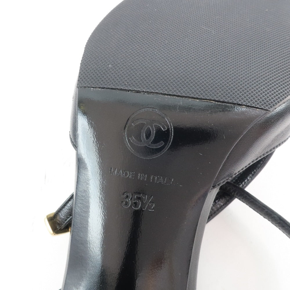 Chanel Sandals Calfskin, Patent Leather Black Women 35 1/2