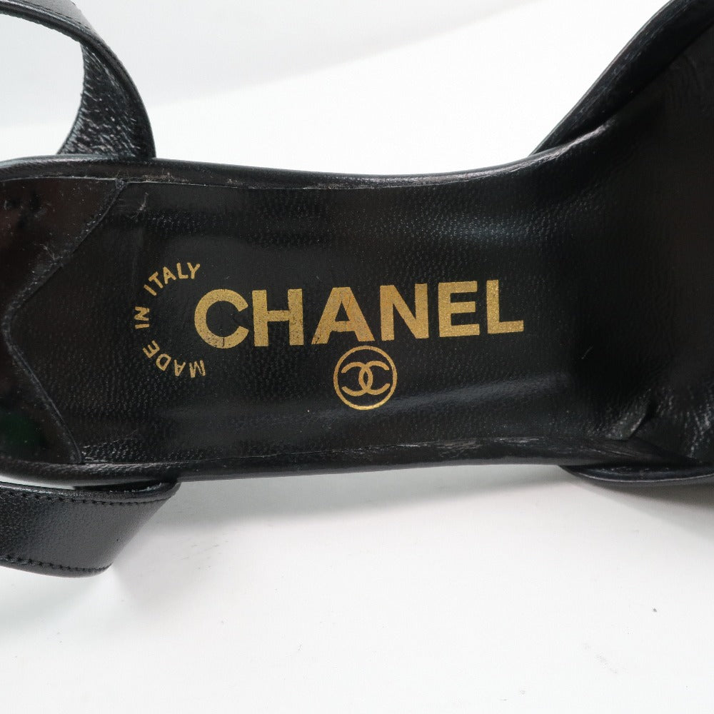 Chanel Sandals Calfskin, Patent Leather Black Women 35 1/2